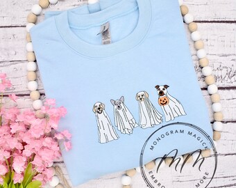 Dog Ghost Embroidered Halloween Sweatshirt