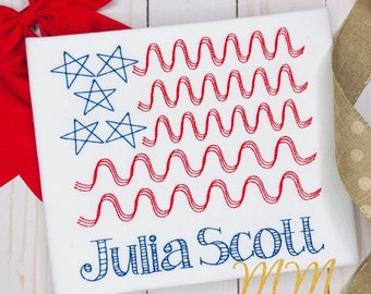 Children's American Flag Sketch Shirt, 4th of July