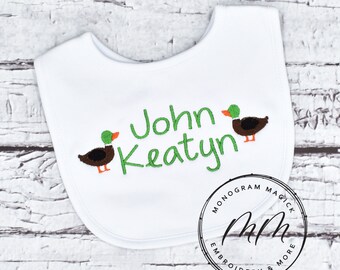Duck Hunting Baby Bib, Personalized Boy Gift