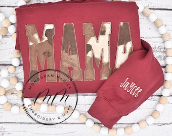 Mama Cow Print Embroidered Sweatshirt, Mother's Day Gift