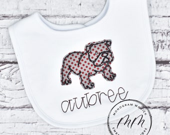 Personalized Bulldog Baby Bib and Burp Cloth Set