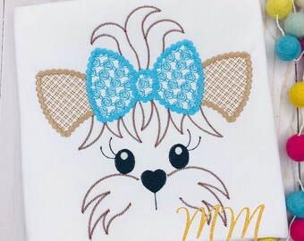 Personalized Yorkie Girls Shirt, Embroidered Dog Tee