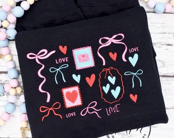 Valentines Embroidered Collage Sweatshirt, XOXO