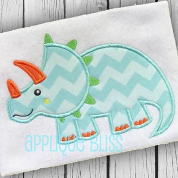 Triceratops Applique Design - Animals - Dinosaur - Tyrannosaurus Rex - Boy - Monogram - Machine Embroidery