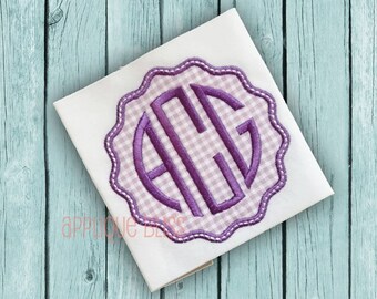 Wavy Frame Digital Applique Design - Cirle Monogram - Monogram - Font - Machine Embroidery