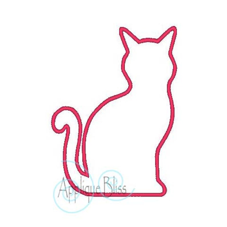 Cat Silhouette Digital Applique Design