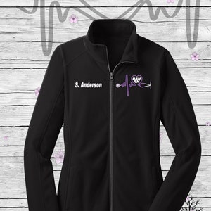 RN Fleece Jacket, Nurse Full Zip Jacket, Monogram Nurse, LPN 10