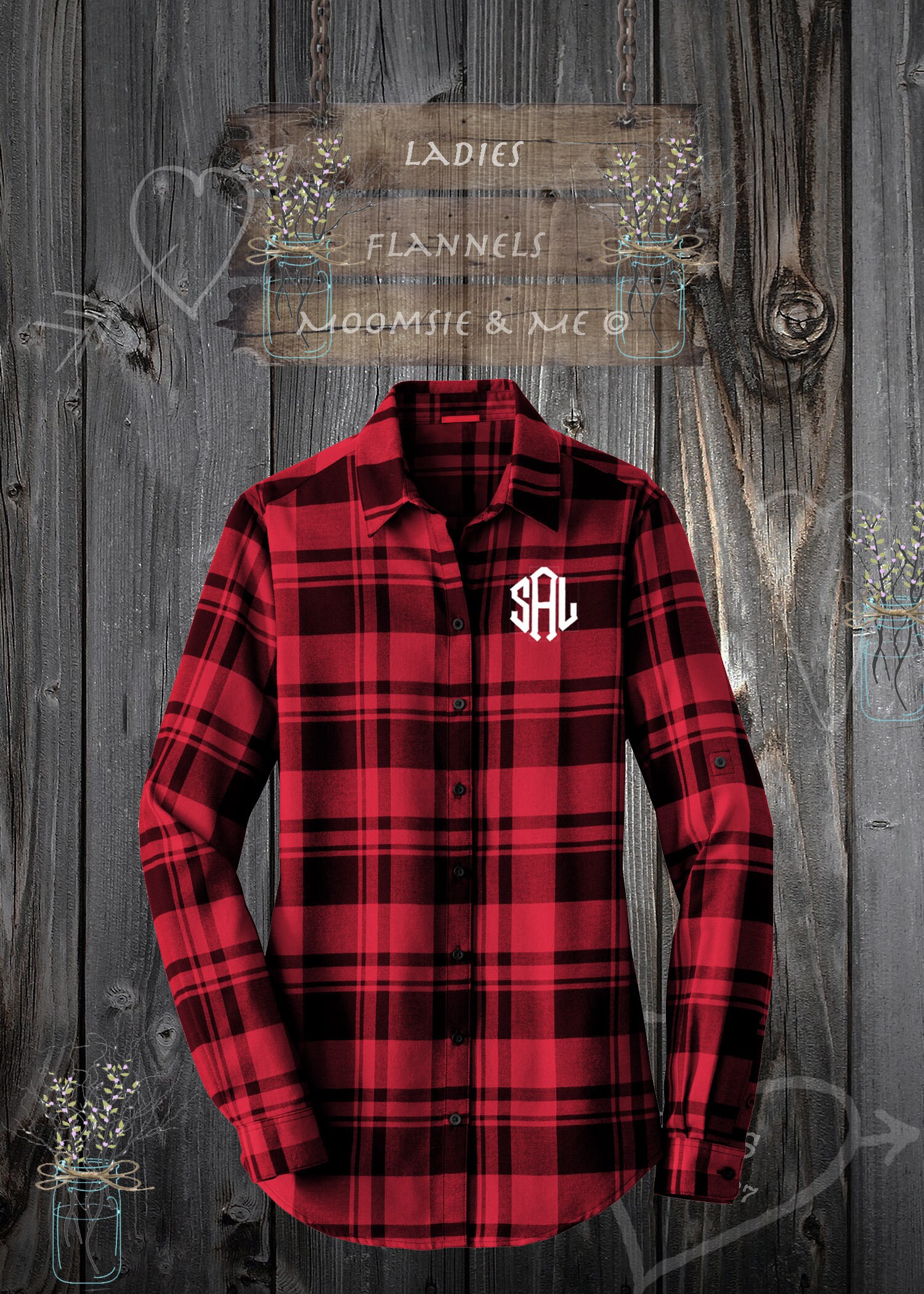 Bridesmaid Flannel Bridal Party Button Down Red Black Plaid Etsy