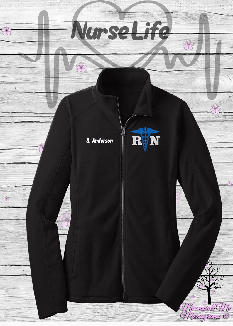 RN Jacket, Ladies Full Zip Fleece, RN Graduate Gift 4 Black