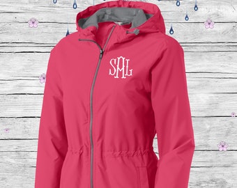 Rain Jacket, Personalized Rain Coat, Ladies Rain Jacket Monogram, Pink Raincoat