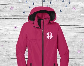Monogrammed Women's Rain Jacket, Ladies Raincoat,  Pink Raincoat 333