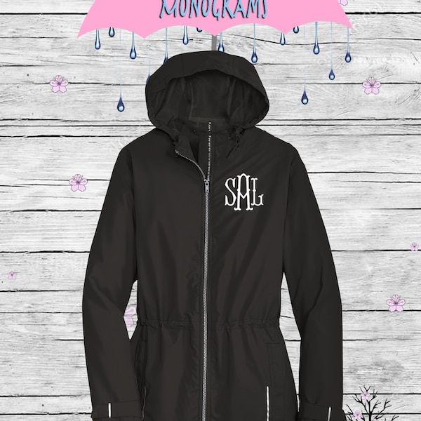 Monogram Raincoat,  Personalized Jacket, Ladies Coat