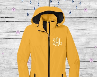 Rain Jacket, Ladies Monogram Raincoat,  Yellow Raincoat 333