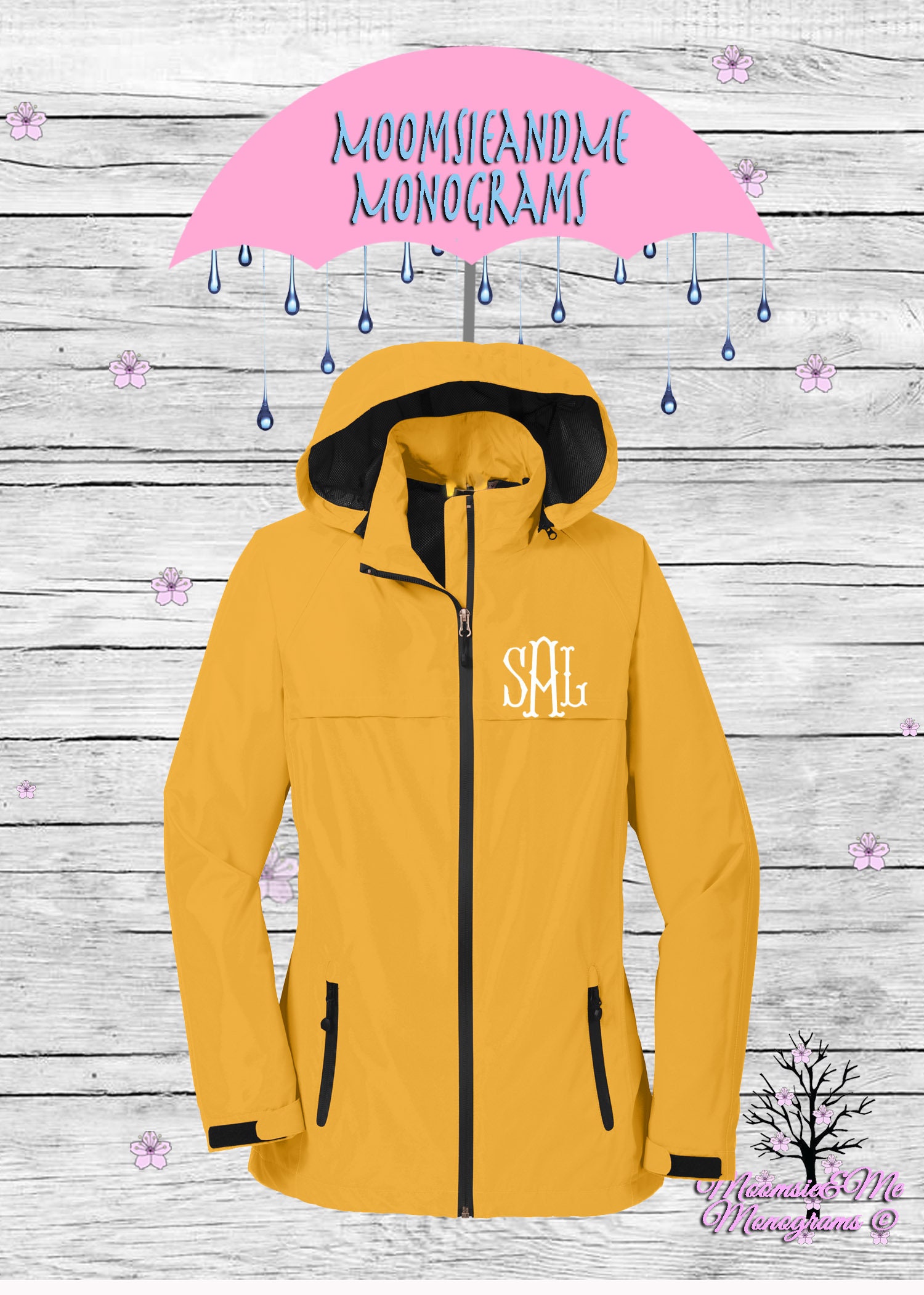 Yellow monogrammed rain best sale jacket