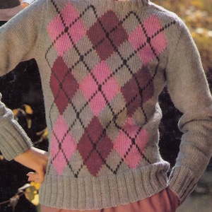 Crochet Mens Argyle Vest Pattern KC0474, Advanced Skill Level