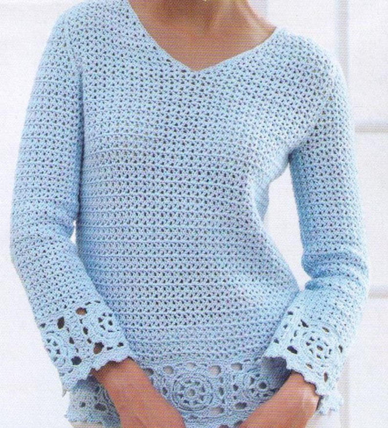 PDF Crochet Sweater Pattern /Women Sweater Pattern Sizes 32-40 image 1
