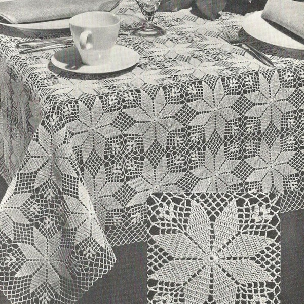 PDF Crochet Tablecloth Pattern Small Square or Large Rectangle