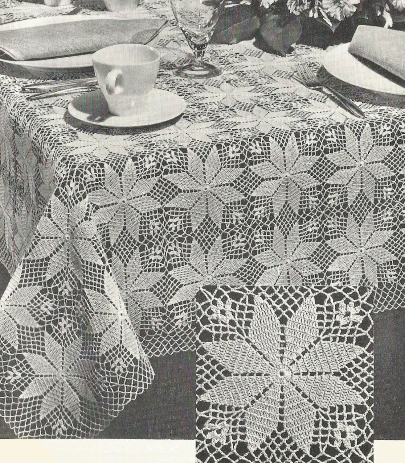 PDF Crochet Tablecloth Pattern Small Square or Large Rectangle Etsy