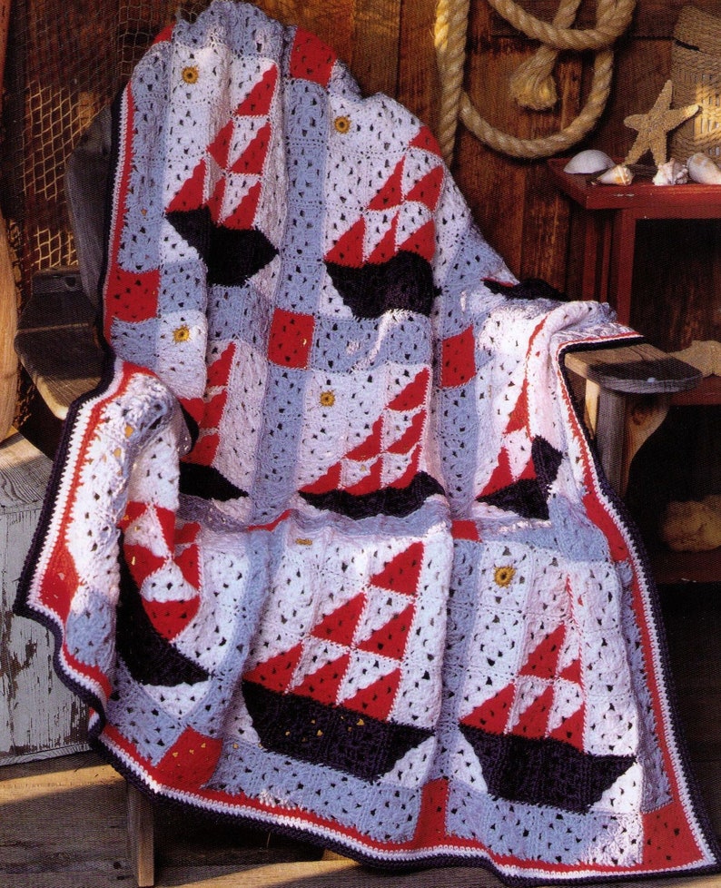 PDF Crochet Nautical Afghan Pattern Lap Throw Pattern Etsy