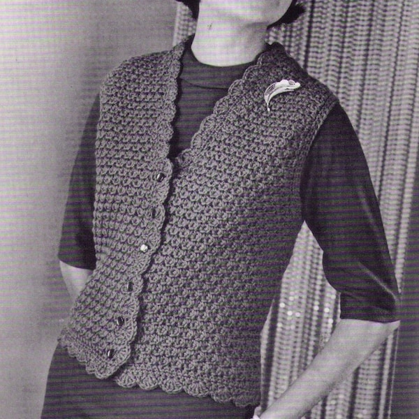 PDF - Women Vest Crochet Pattern  Bust Sizes 30 to 44 inches Instant Download