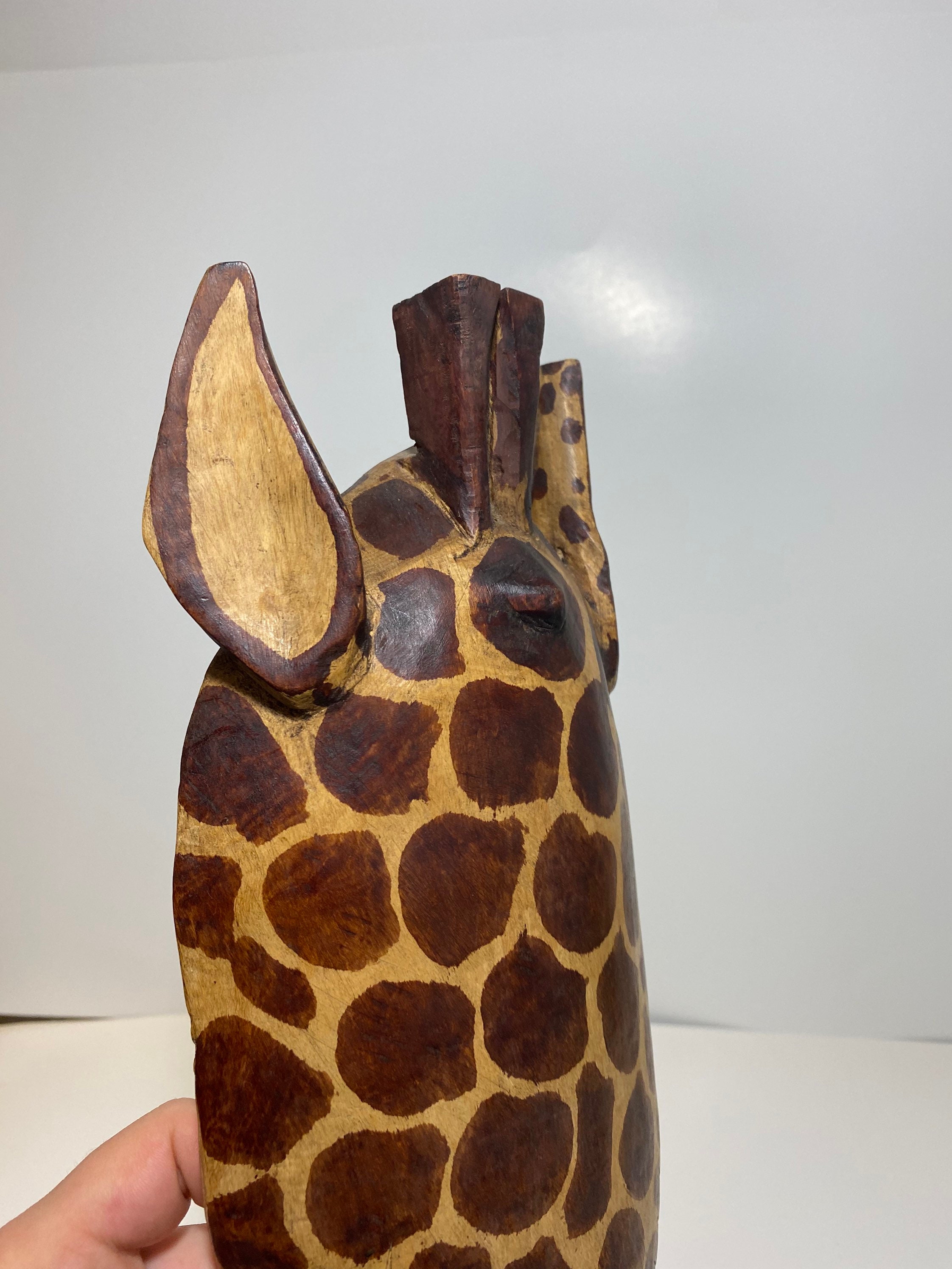 Vtg Large Hand Carved Wooden Giraffe Mask Wall Decor African Etsy