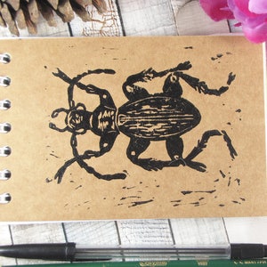 Beetle print, spiral notebook, travelers notebook, artist sketchbook, spiral notebook, art journal, botanical journal, beetle print