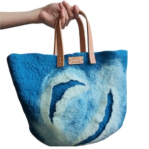 Felted boho handbag, wearable art bag, wet felted purse, OOAK handbag, wool bag, boho accessories, gift for her, original handmade purse