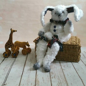 Artist teddy bear-OOAK doll-rabbit teddy-stuffed animal-vintage style toy-collectible teddy bear-home decoration-unique gift