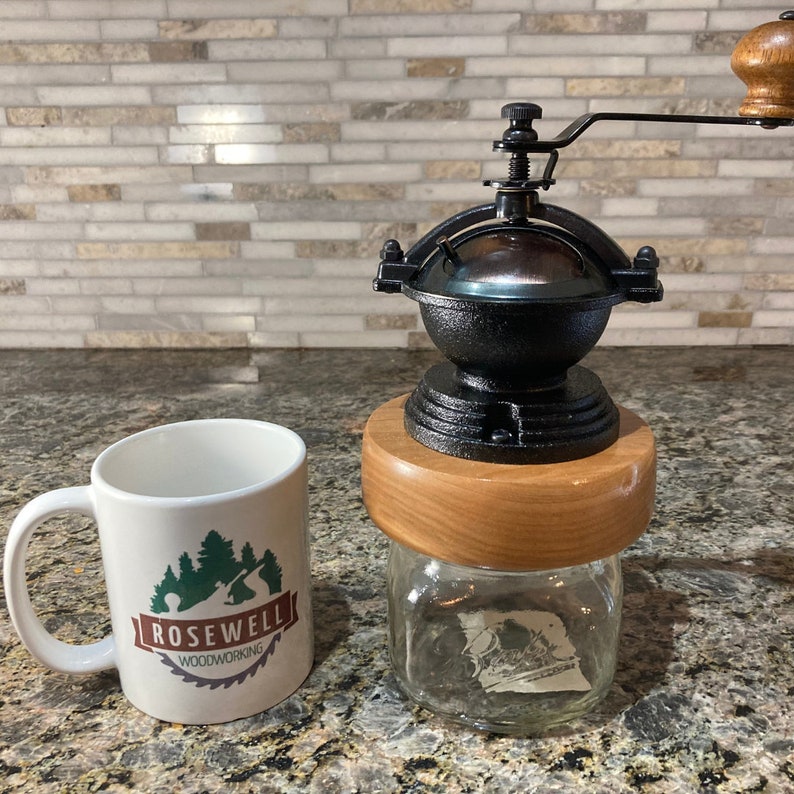 Mothers Day Gift, Cherry Wood Coffee Grinder image 2