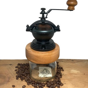 Mothers Day Gift, Cherry Wood Coffee Grinder image 1