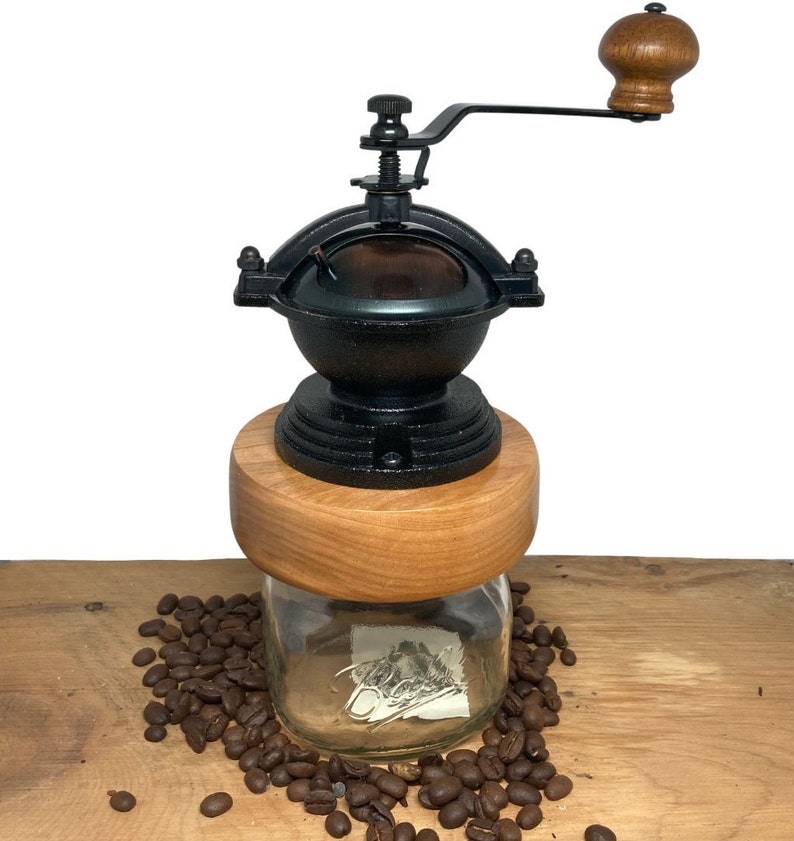 Mothers Day Gift, Cherry Wood Coffee Grinder image 1