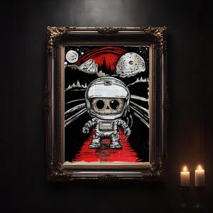 Space In My Mind - Impresión de arte de pared, impresión de arte divertida, arte de personajes de astronautas, arte de diccionario, póster de terror, obra de arte de ciencia ficción