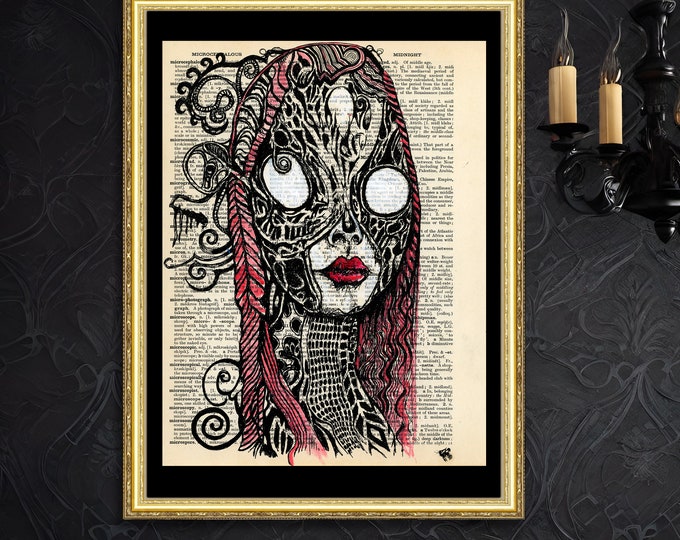 The White Eyes Dictionary Art Prints, Perfect Gift, Gothic Decor, Victorian Style Print, Poster Print, Dark Academia Surreal Art