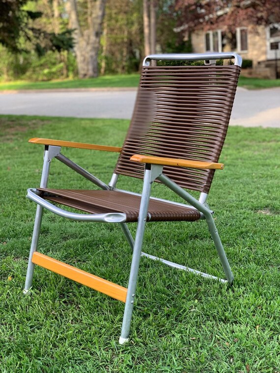 Vintage Telescope Lawn Chair With Brown Pvc Strapping Etsy