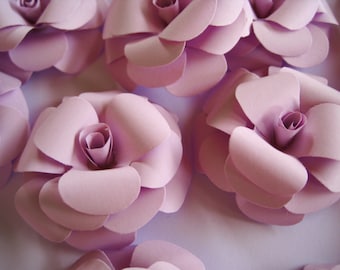 Lilac Paper Roses with Stems, Box Topper Flowers, Wedding Table Decoration, Bridal Shower Decor, Centerpiece Flowers