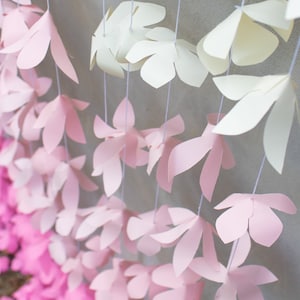 Pink Ombre Garland, Flower Wall Decor, Paper Flower Garland, First Birthday Decor, Garland Backdrop, Wedding Photo Prop, Window Display