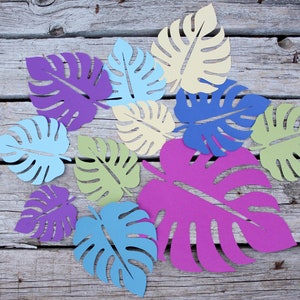 Mixed tropical leaves die cuts Large monstera palm leaves Safari backdrop Pack of 5 leaf cut outs Birthday Party Decor