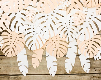 Hojas de Monstera de papel tropical, fondo de safari para cumpleaños, paquete de 30, decoración de baby shower con temática de selva
