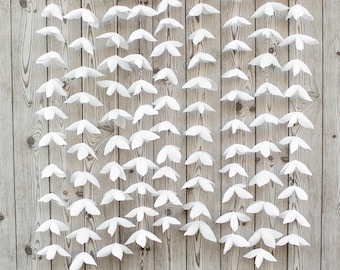 White Paper Flower Garland, Wedding Backdrop, Bridal Shower Decor, Birthday Garland, 3ft wide, 90cm