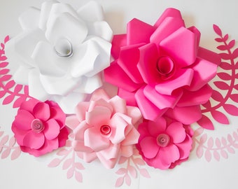 Large Pink Paper Roses: Handmade Wedding Backdrop Flowers