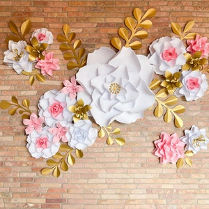 Wedding Flowers, Paper Flower Wall Decor, Over Crib Flowers, Baby Shower Backdrop, Nursery Wall Decor, Girl Room Decor, Large Flowers