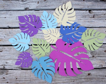 Mixed tropical leaves die cuts Large monstera palm leaves Safari backdrop Pack of 5 leaf cut outs Birthday Party Decor