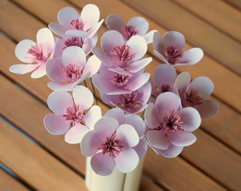 Paper Flower Bouquet for Vase Centerpiece, Pink Cherry Blossom with Stem, Wedding Table Decor, Baby Shower Flowers