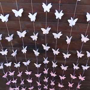 Butterfly Garland, Pack of 10, Butterfly Baby Shower Decor, First Birthday Party Garland, Photo Props, Hanging Paper Butterflies