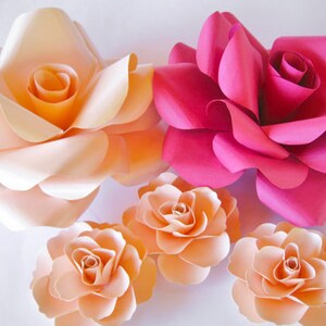 Rose Geante De Papier Avec Lor Rose Fleurs Fleurs Fleurs De Etsy
