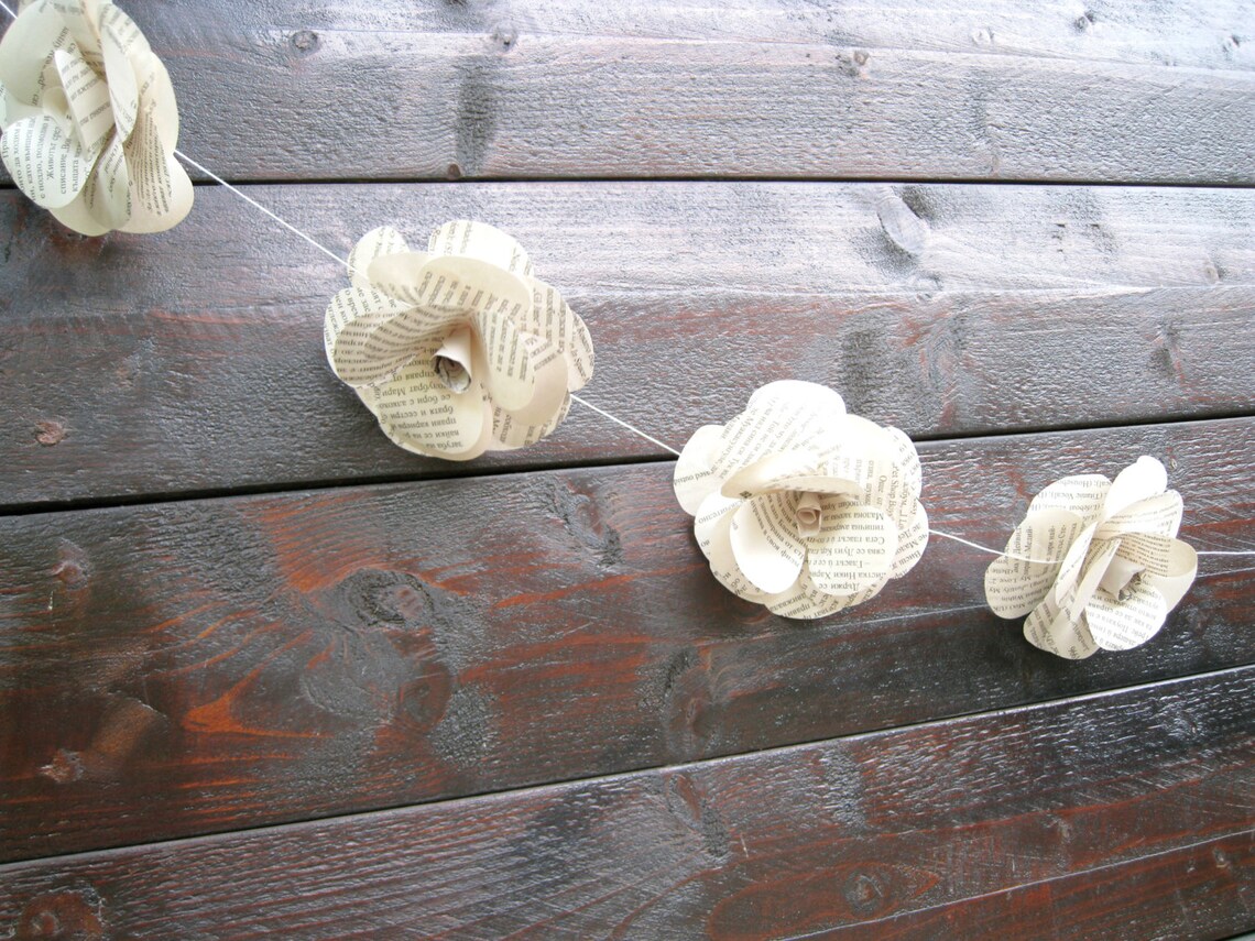 Book Paper Garland Paper Flower Garland Ceremony Backdrop Etsy