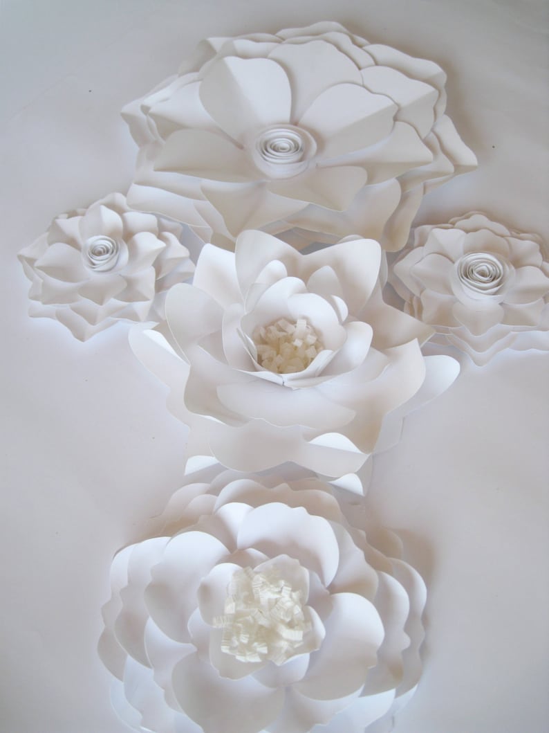 White Paper Flowers Big Paper Flowers Nursery Flowers Etsy Singapore
