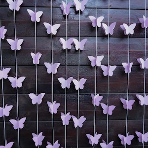 Lilac Butterfly Garland, Baby Shower Garland, Paper Butterfly Backdrop