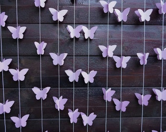 Lilac Butterfly Garland, Baby Shower Garland, Paper Butterfly Backdrop, Butterfly Birthday Party, Choose your Length 3ft - 20ft, 90cm - 6m