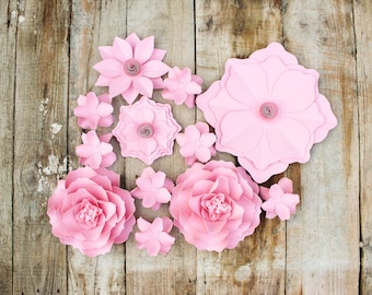 Large Pink Paper Flower Backdrop: Handmade Floral Wall Decor